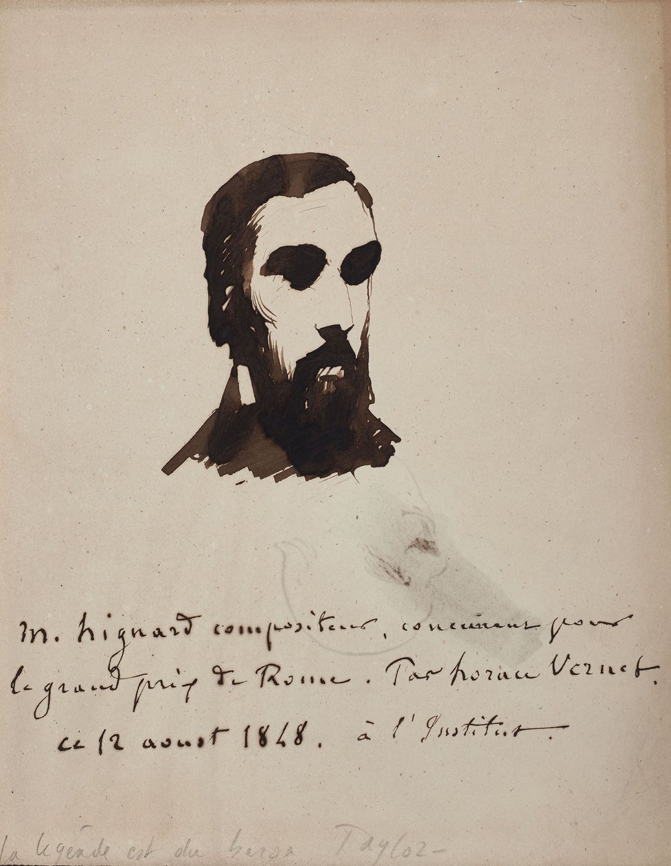 Portrett av komponisten Aristide Hignard 1822-1898, 1848. av Emile Jean Horace Vernet
