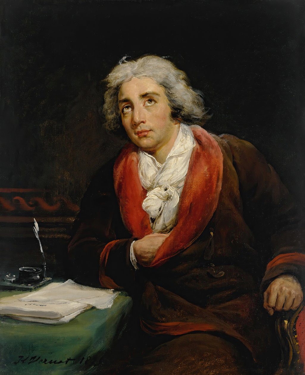 Portrett av poeten André Chénier 1762-1794, 1825. av Emile Jean Horace Vernet