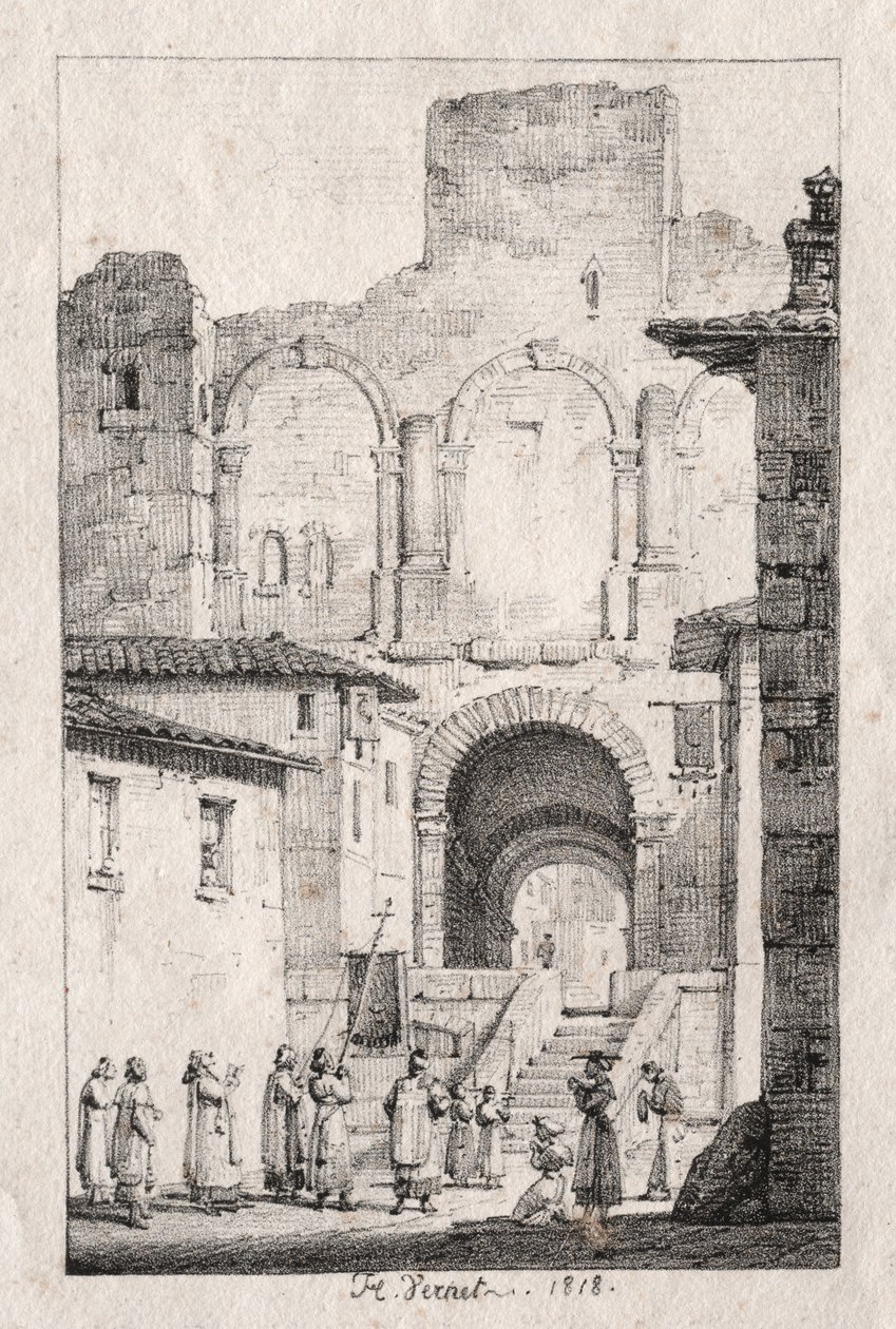 Prosesjon ved Arles av Emile Jean Horace Vernet