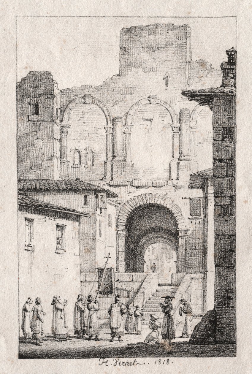 Prosesjon ved Arles, 1918. av Emile Jean Horace Vernet