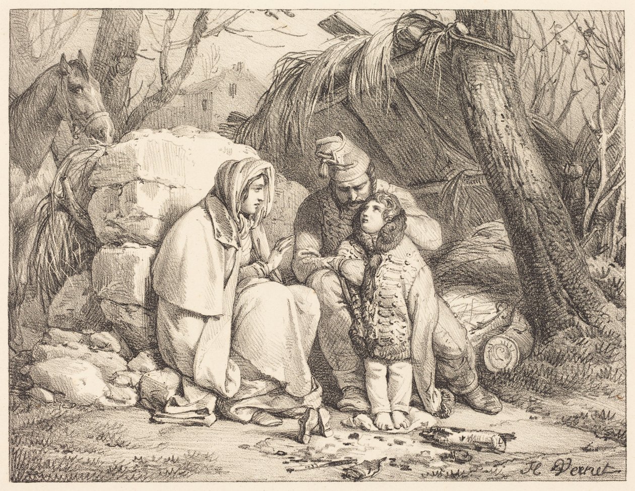 En soldats familie i leir av Horace Vernet