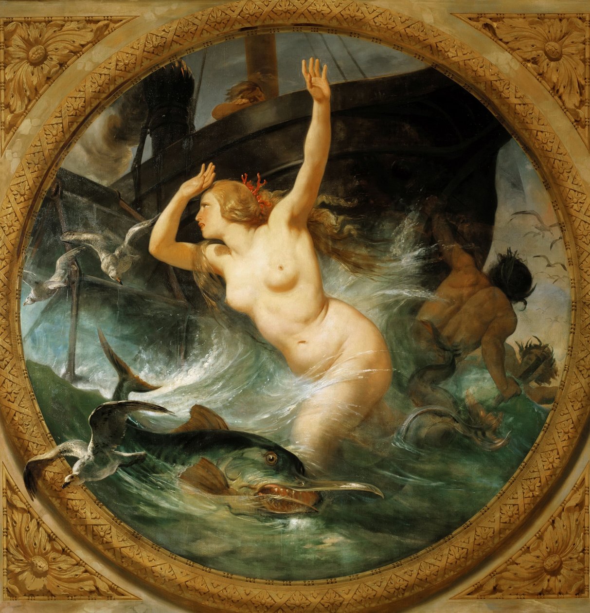 Steam Putting to Flight the Sea Gods Takmaleri, Salle des Pas perdus, 1839-1847. av Emile Jean Horace Vernet