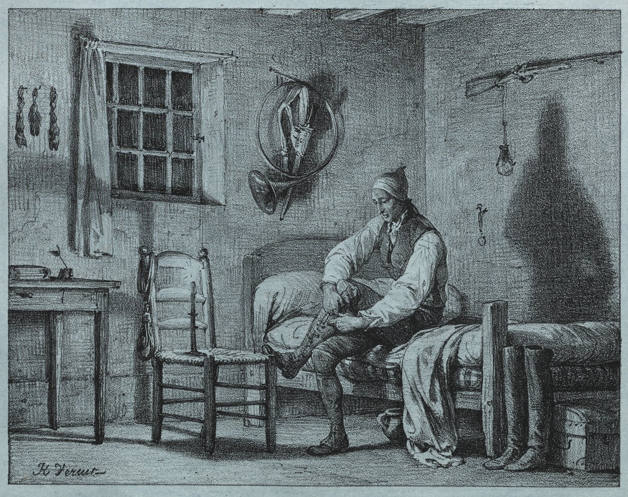 The Man-Servant of Limier Rising from Seng, ca. 1818. av Emile Jean Horace Vernet