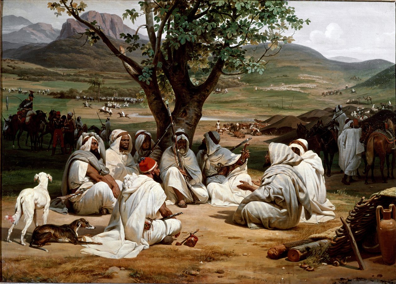 Parlamentarikeren og Medjeles-rådet for arabiske høvdinger. Maleri av Antoine Charles Horace Vernet (1758-1836) 1834. Dim. 98x52 cm. Chantilly, Museum of Conde av Emile Jean Horace Vernet