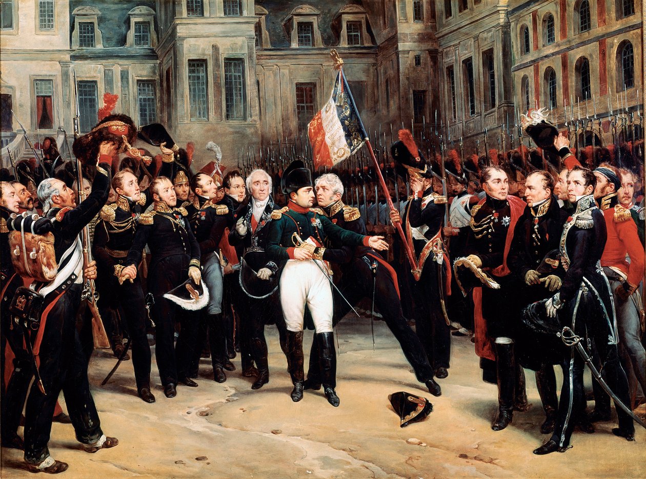 Napoleon Bonapartes farvel til Imperiale Guard, en Fontainebleau av Emile Jean Horace Vernet