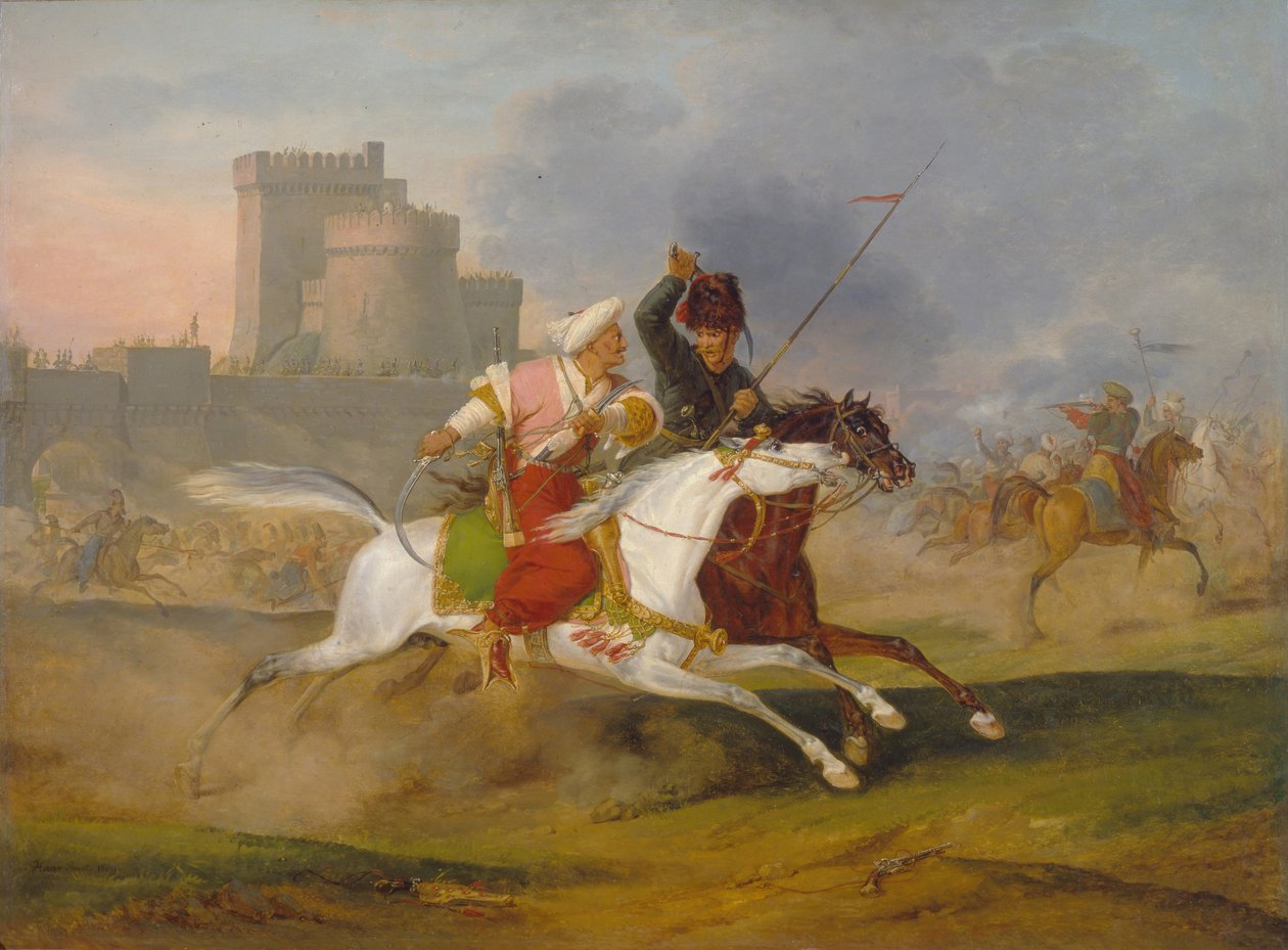 Turk og kosakk, 1809 av Emile Jean Horace Vernet