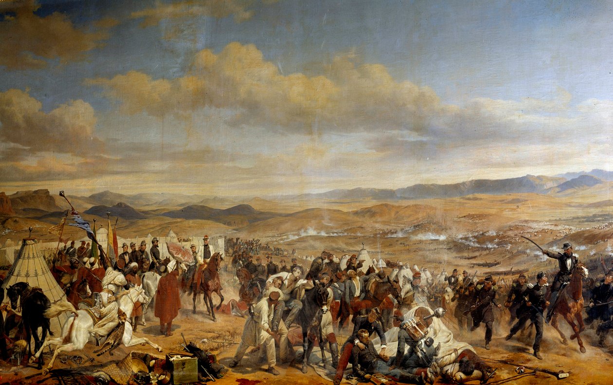 Seier av Isly vunnet av Marechal Bugeaud over de marokkanske troppene til sidi Mohamed abd el Rhaman, sønn i sultanen, 14.08.1844 Detalj. Maleri av Horace Vernet (1789-1863) 1800-tallet av Emile Jean Horace Vernet