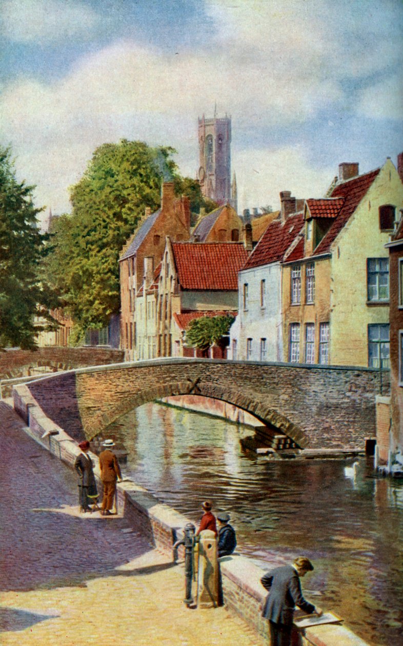 Bridge and Green Quay, Brugge, Belgia, c1924. av Horace W Nicholls