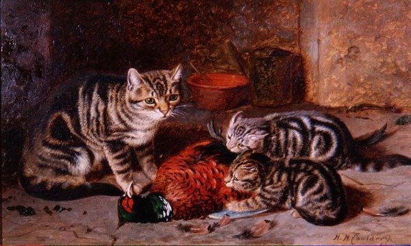 Spill til middag (olje på panel) av Horatio Henry Couldery