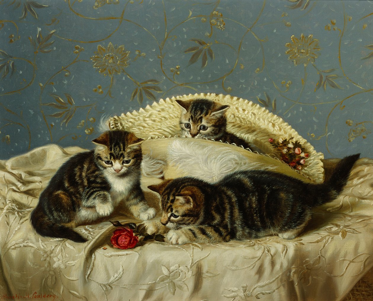 Kattunger opp til Mischief (olje på lerret) av Horatio Henry Couldery
