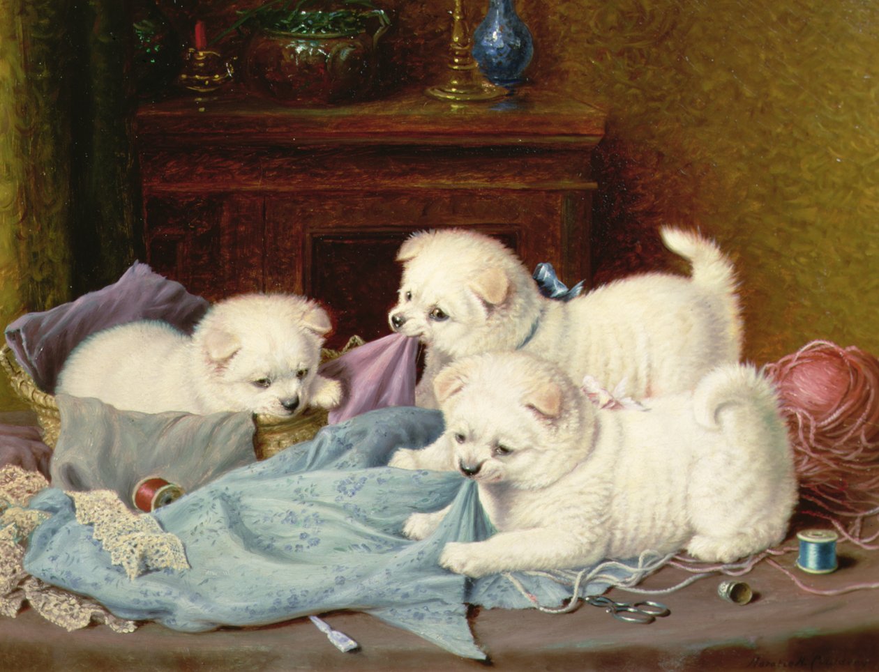 The Little Mischief Makers (olje på lerret) av Horatio Henry Couldery