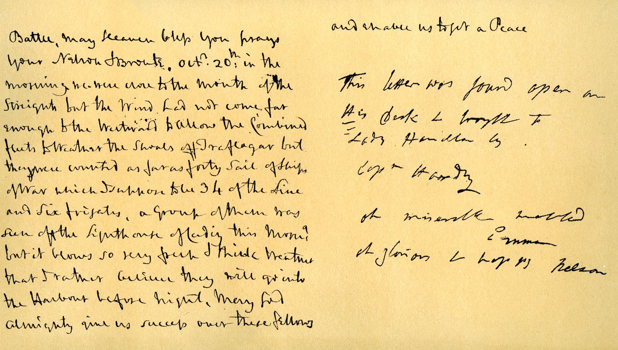 Brev fra Lord Horatio Nelson til Lady Emma Hamilton, 19. oktober 1805 av Horatio Nelson