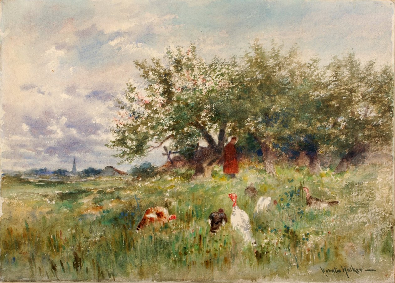 Ser på kalkunene, slutten av 1800-begynnelsen av 1900-tallet. av Horatio Walker