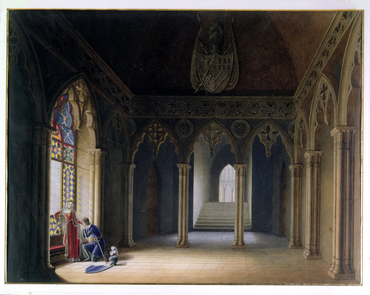The Knights Departure (akvarell) av Hortense de Beauharnais
