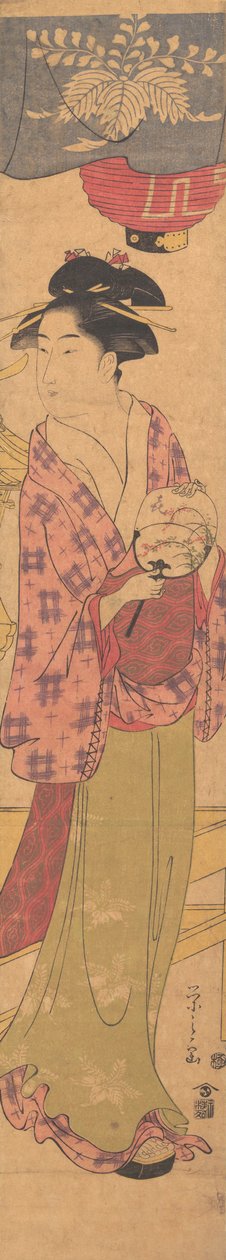 En jente med en fan, ca. 1780. av Hosoda Eishi