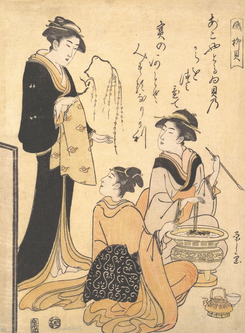 Willow Shell Yanagi-kai, fra et sett med skjønnhetstrykk uten tittel med temaet S..., ca. 1791. av Hosoda Eishi