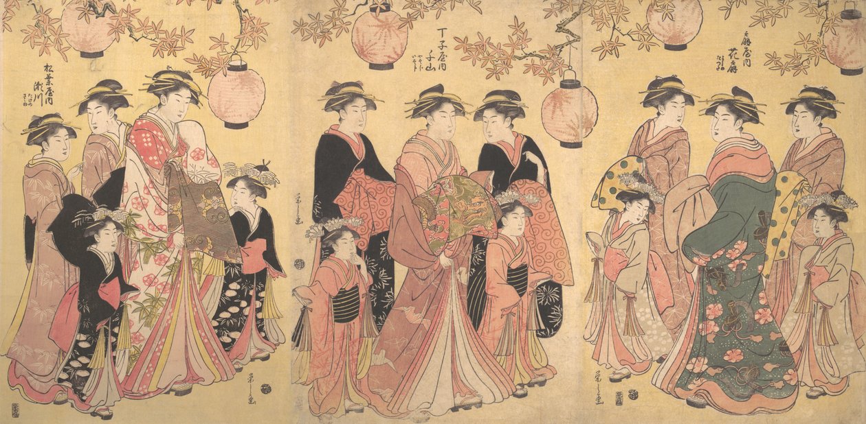 Yoshiwara-paraden om høsten, ca. 1793. av Hosoda Eishi