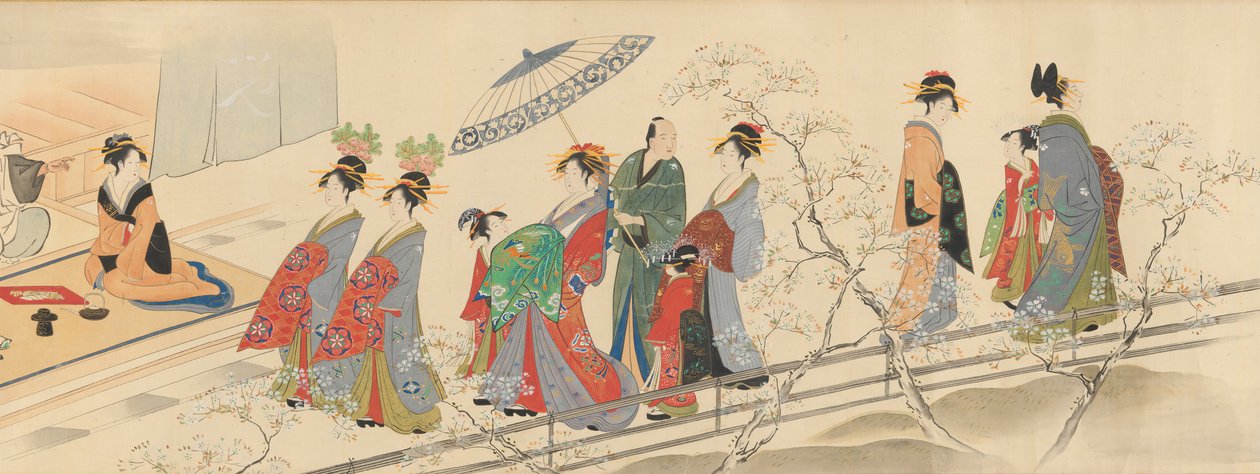 Three Gods of Fortune Besøk Yoshiwara..., tidlig på 1800-tallet. av Hosoda Eishi