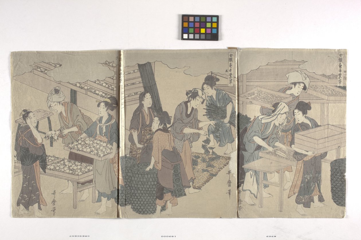 Triptych (blekk på papir) av Hosoda Eishi