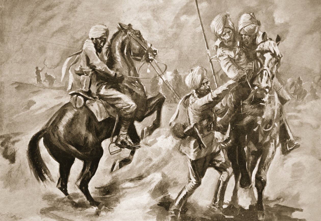 Risaldar Faiz Muhammad Khan og en Sowar reddet to sårede sepoyer av Howard K. Elcock