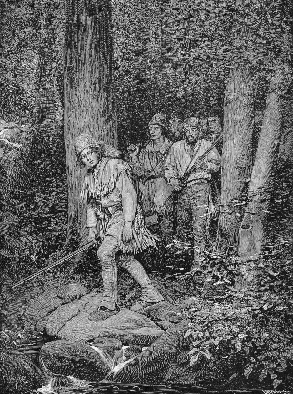 Joseph Brown Leading his Company to Nicojack, the Stronghold of the Chickamaugas, gravert av Robert Hoskin, illustrasjon fra 