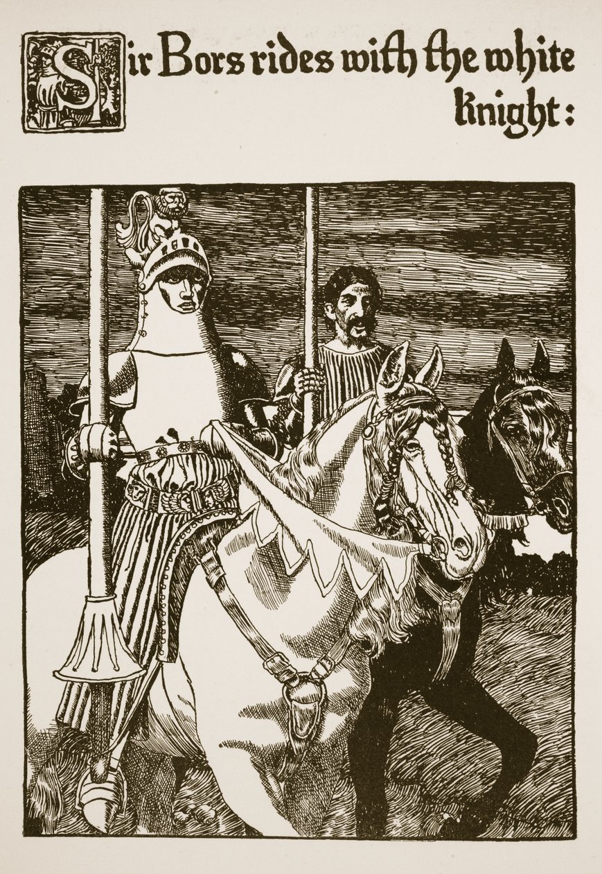 Sir Bors rir med den hvite ridder, illustrasjon fra 