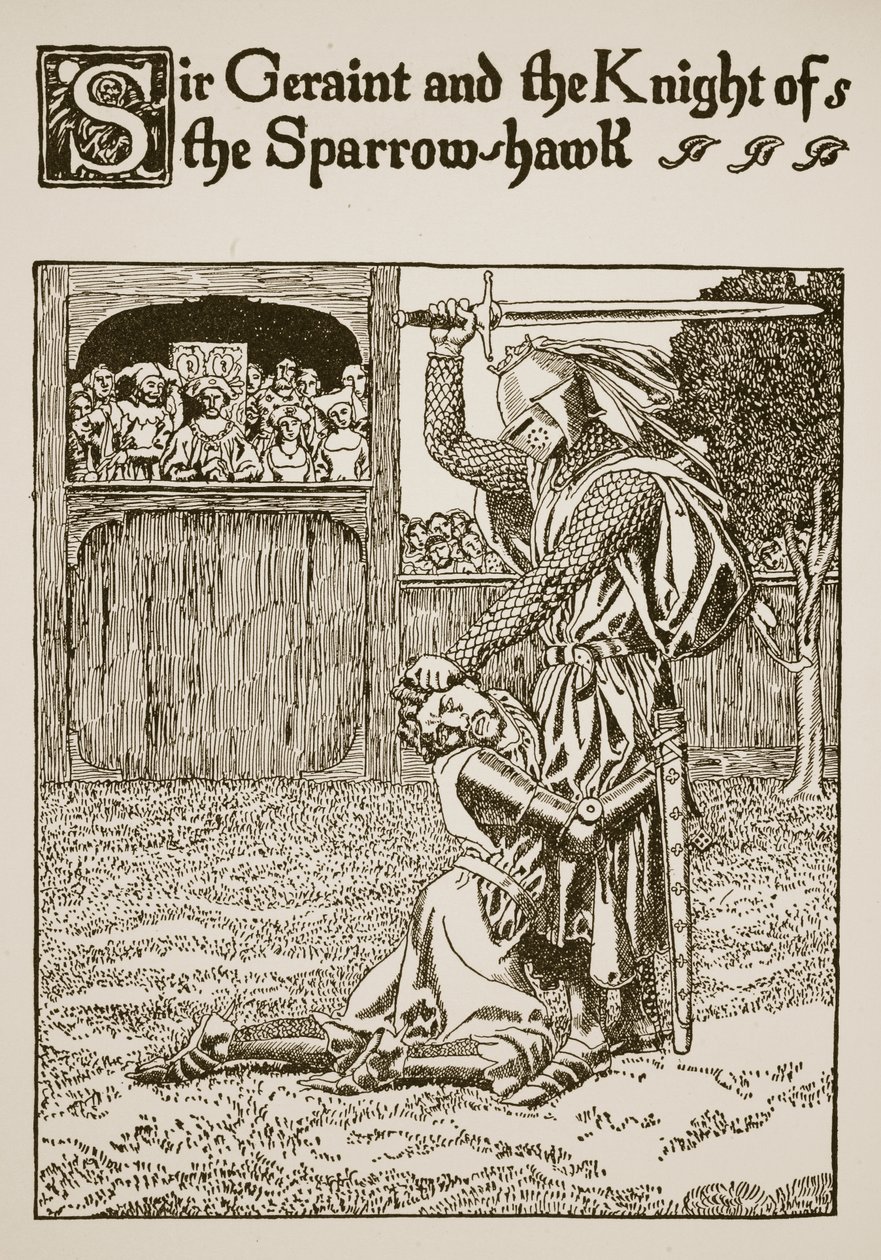 Sir Geraint and the Knight of the Sparrow-Hawk, illustrasjon fra 