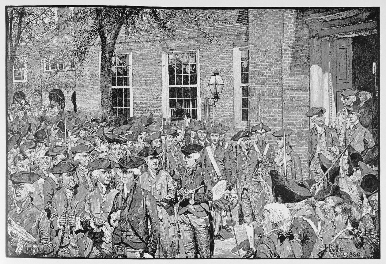 The First Public Reading of the Declaration of Independence, illustrasjon fra 