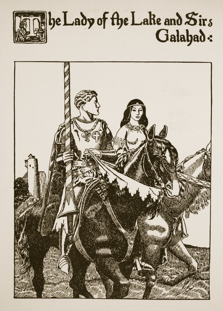 The Lady of the Lake og Sir Galahad, illustrasjon fra 