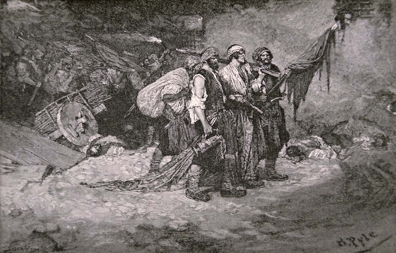 The Sacking of Panama av Henry Morgan's Pirates av Howard (after) Pyle