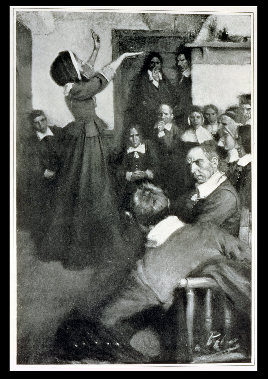 Anne Hutchinson Preaching in her House in Boston, 1637, illustrasjon fra 