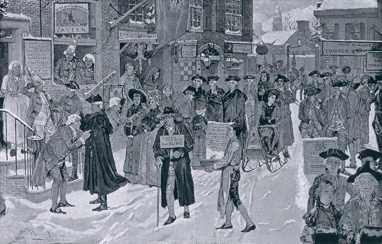 Christmas Morning in Old New York Before the Revolution, illustrasjon fra Harper