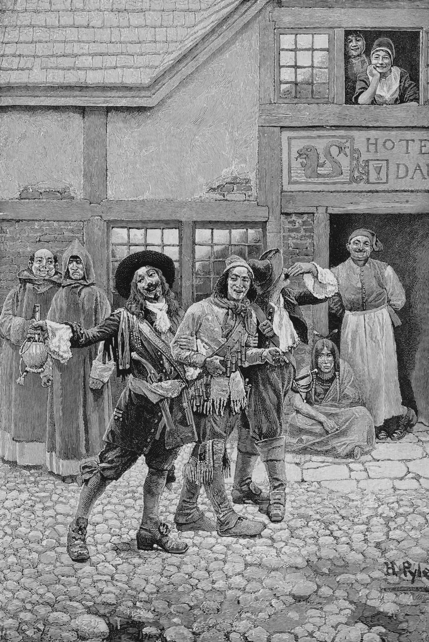 Coureurs de Bois, gravert av G.E. Johnson, illustrasjon fra 