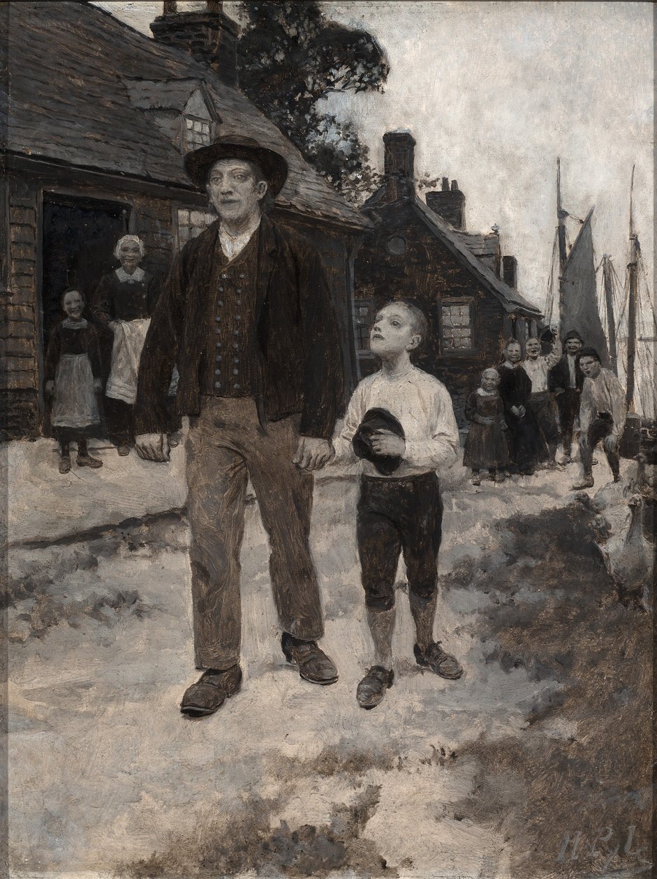 David så opp i Hans Krouts ansikt, fra 'The Garden Behind the Moon' av Howard Pyle, publisert 1895 (s/hvitt-bilde) av Howard Pyle