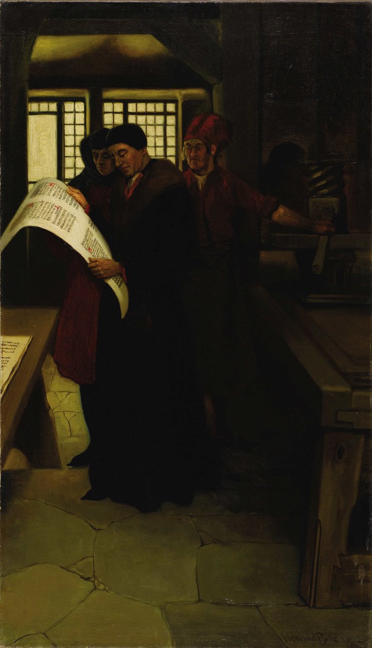 Gutenberg ved pressen, 1902. av Howard Pyle