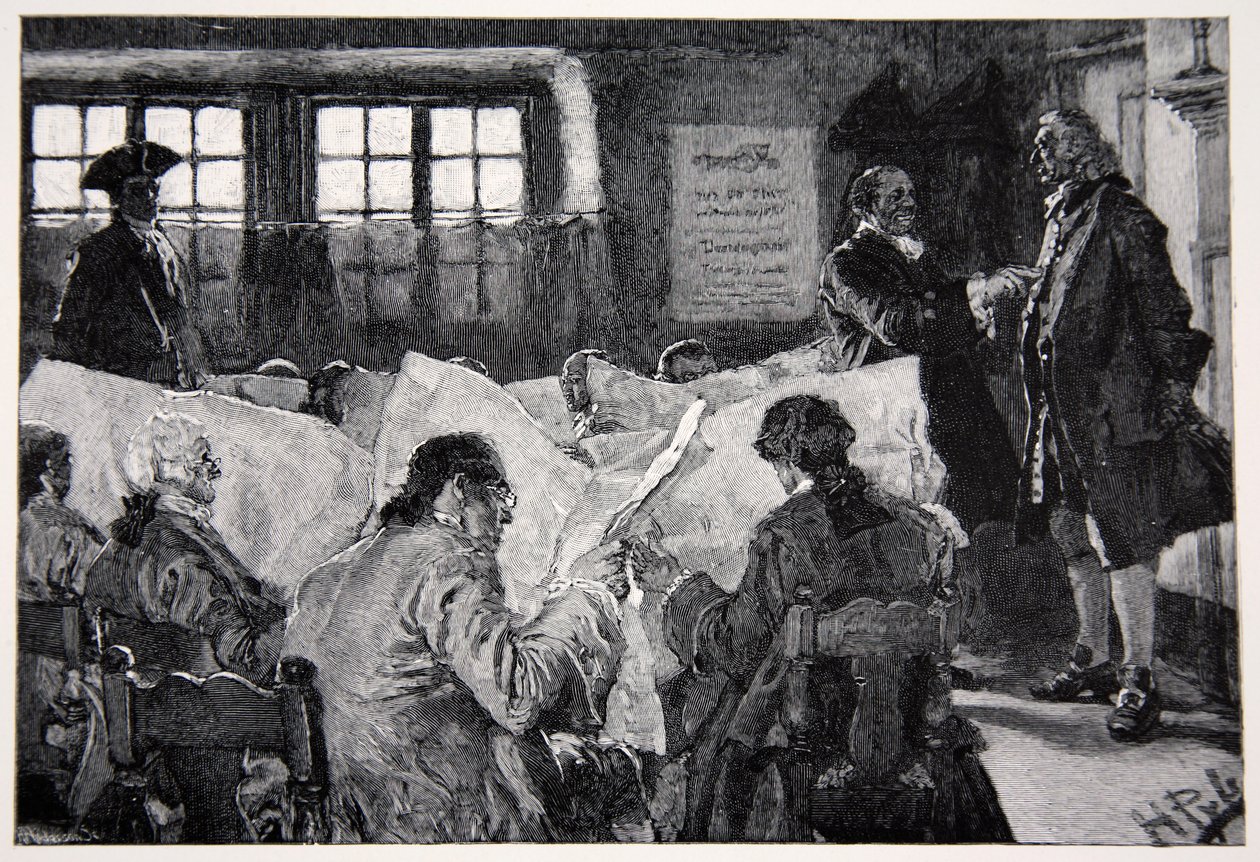 I lesesalen til et kaffehus i New York av Howard Pyle