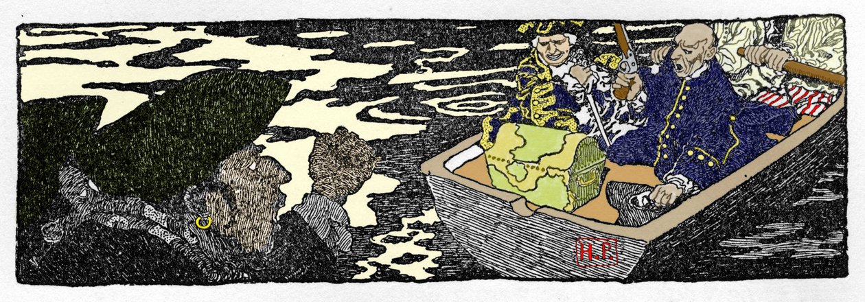 Piraten Jack Ballister "" Historien om Jack Ballisters formuer "" i "" Book of pirates Buccaneers and Marooners of the Spanish Main "", illustrert av Howard Pyle (1853-1911), amerikansk illustratør av Howard Pyle