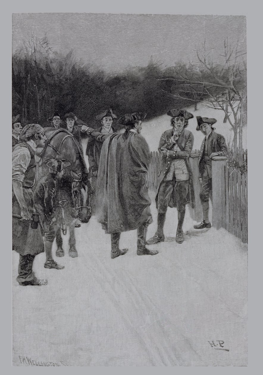Paul Revere Bringing News to Sullivan, gravert av F.H. Wellington, illustrasjon fra 
