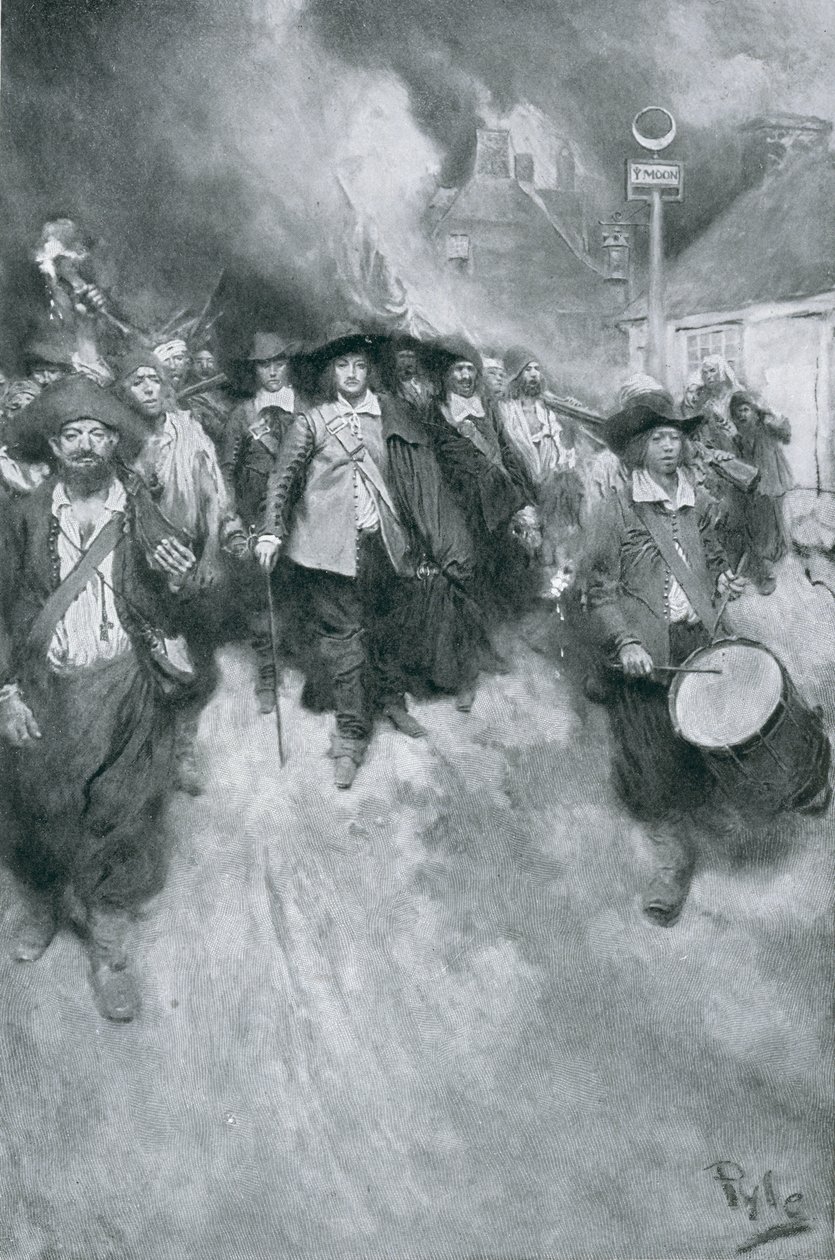 The Burning of Jamestown, 1676, illustrasjon fra 