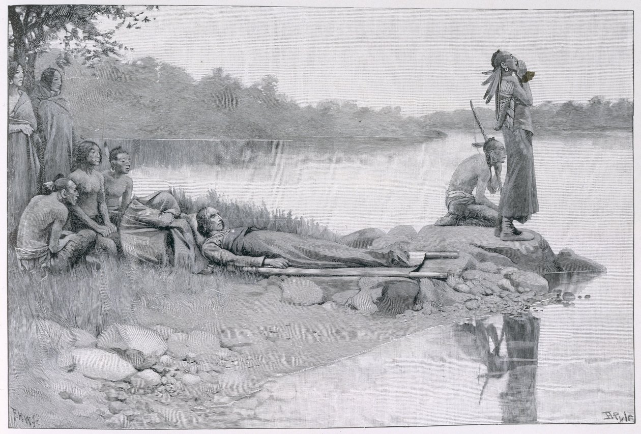 The Death of Indian Chief Alexander, bror til kong Philip, illustrasjon fra 