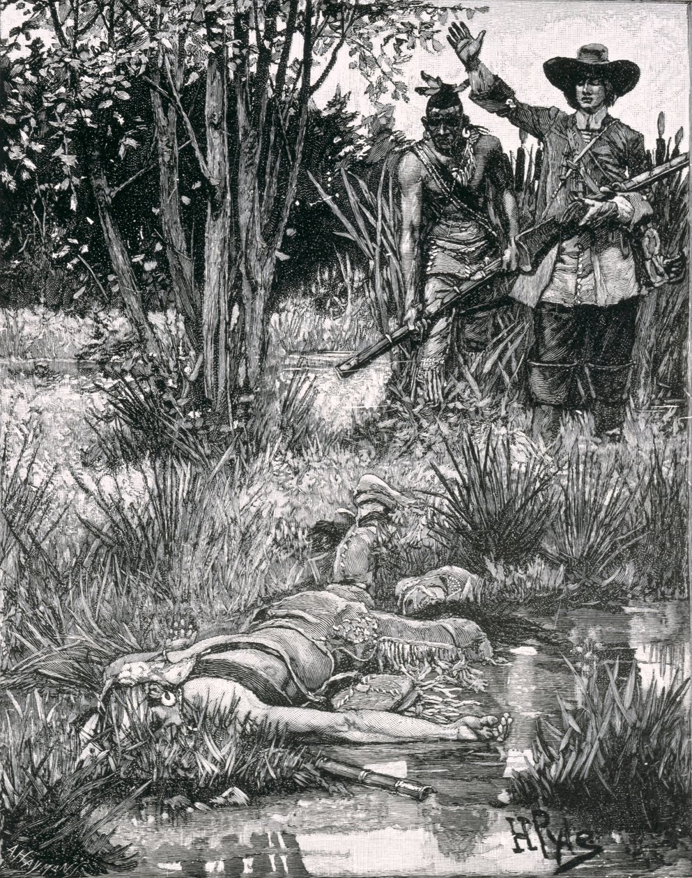 The Death of King Philip, gravert av A. Hayman, fra Harper