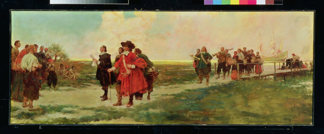 The Landing of Carteret i New Jersey (olje på lerret) av Howard Pyle