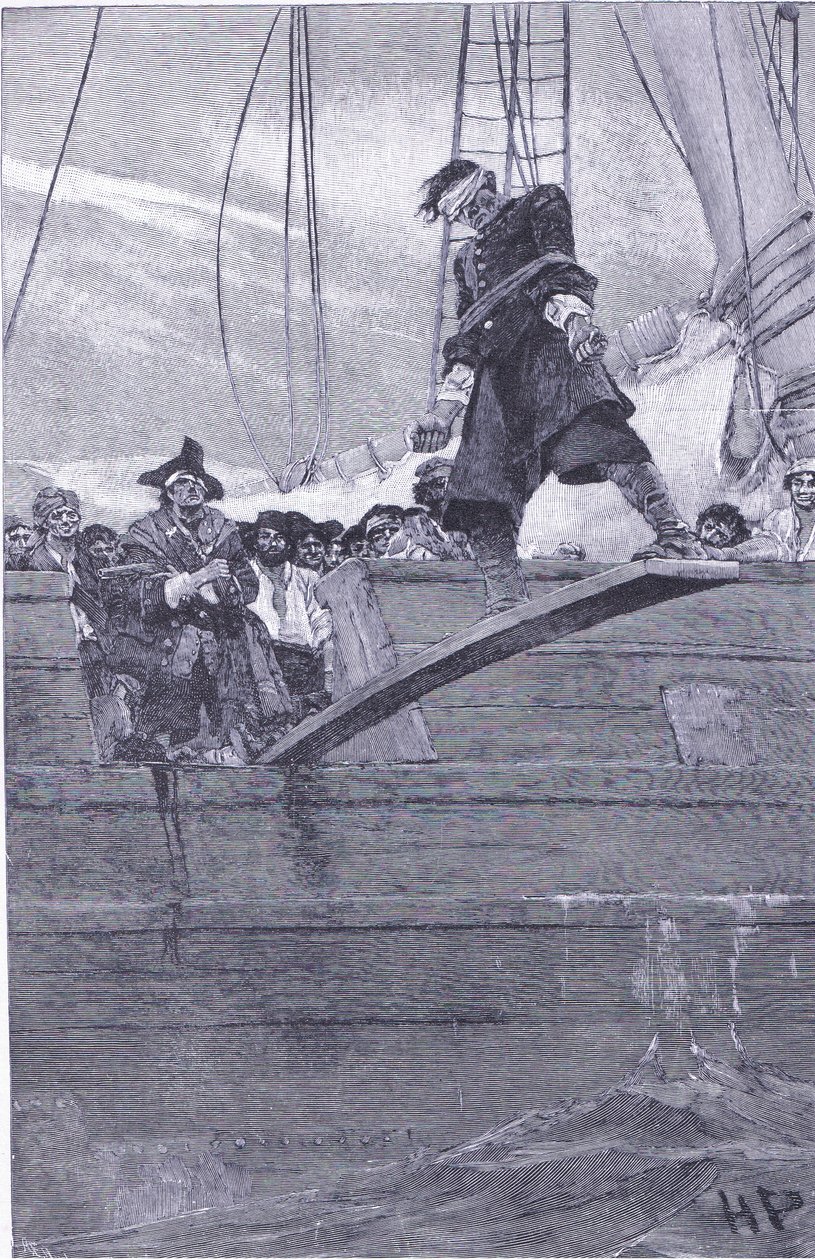 Walking the plank, fra Howard Pyles Book of Pirates utgitt av Harper & Bros, 1921 av Howard Pyle
