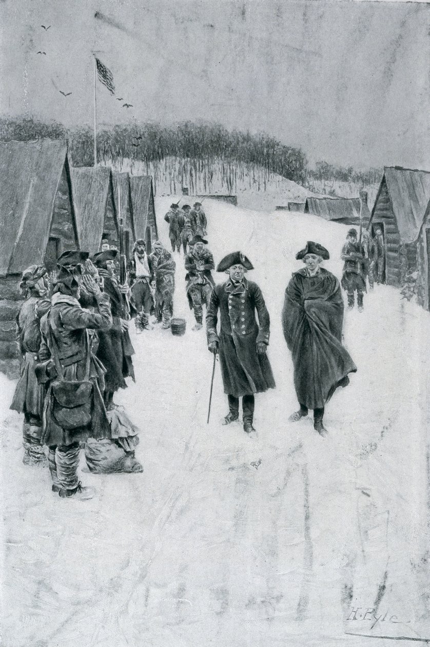 Washington og Steuben ved Valley Forge, illustrasjon fra 