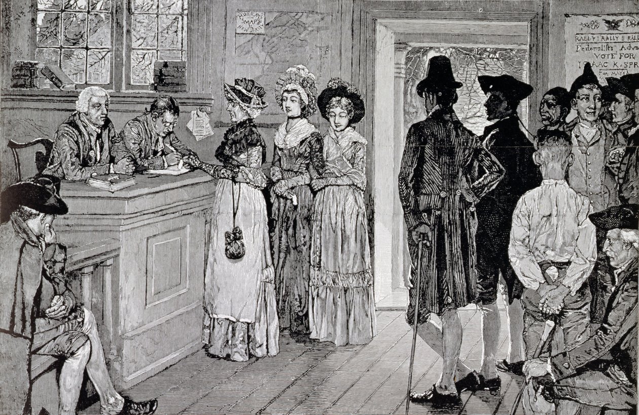Women at the Polls in New Jersey, illustrasjon fra 