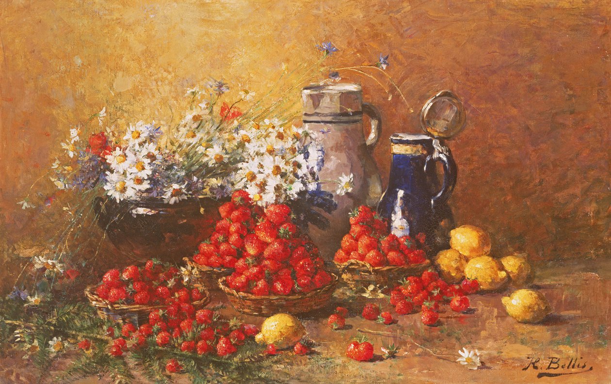 Stilleben av blomster og frukt av Hubert Bellis