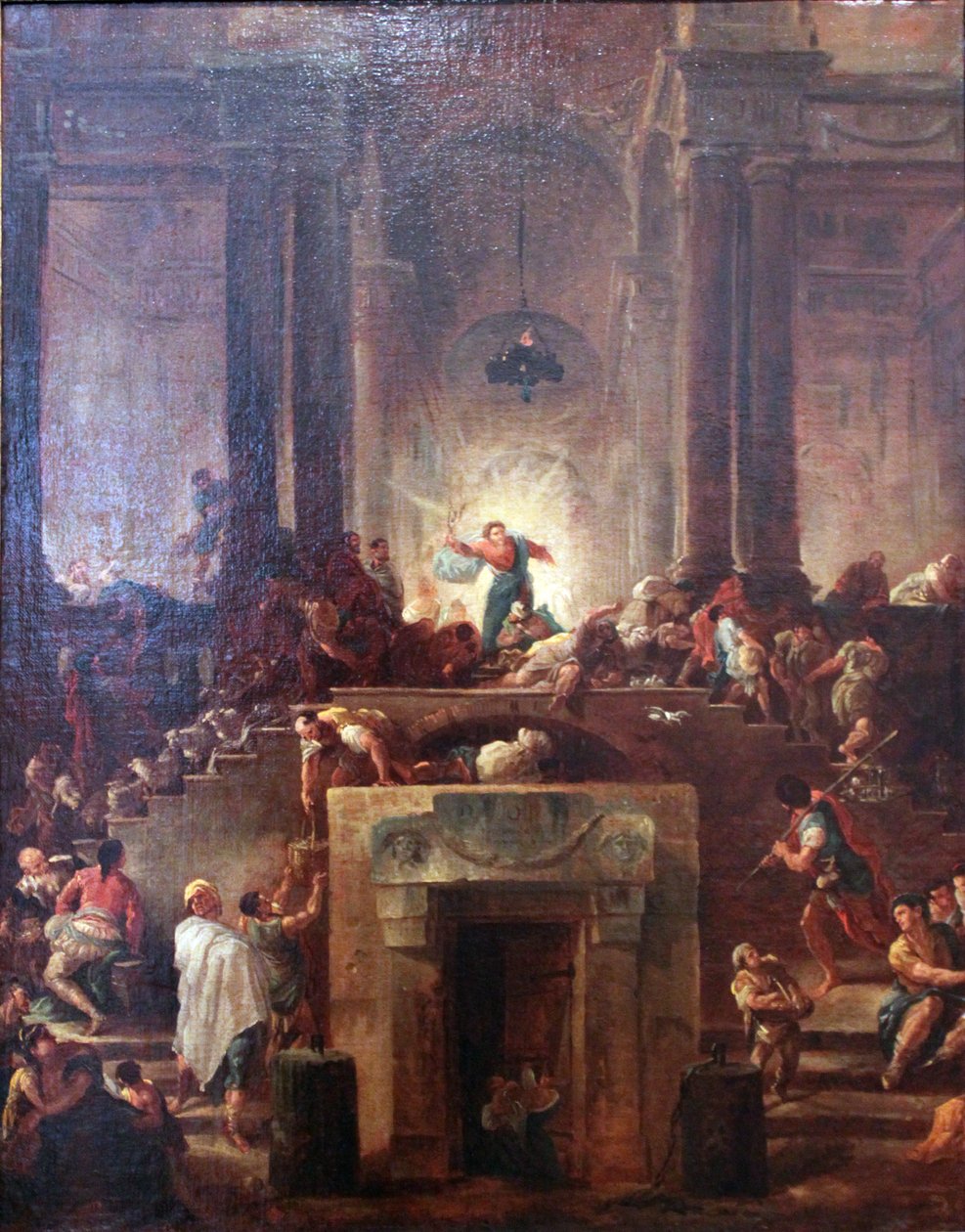 Kristus driver pengevekslerne ut av templet av Hubert Robert