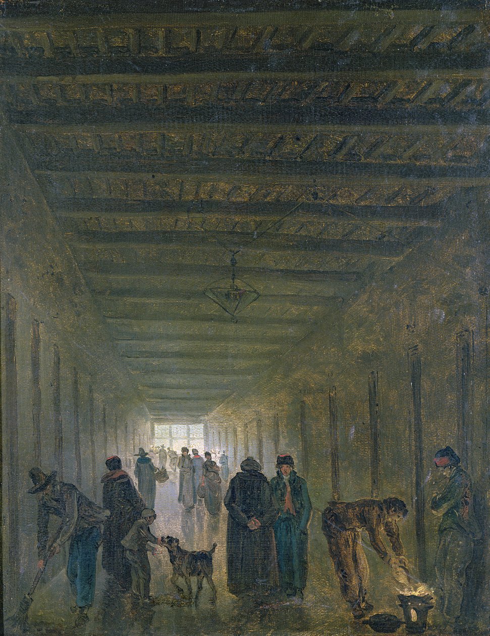 Korridoren til Saint-Lazare-fengselet i 1793 av Hubert Robert