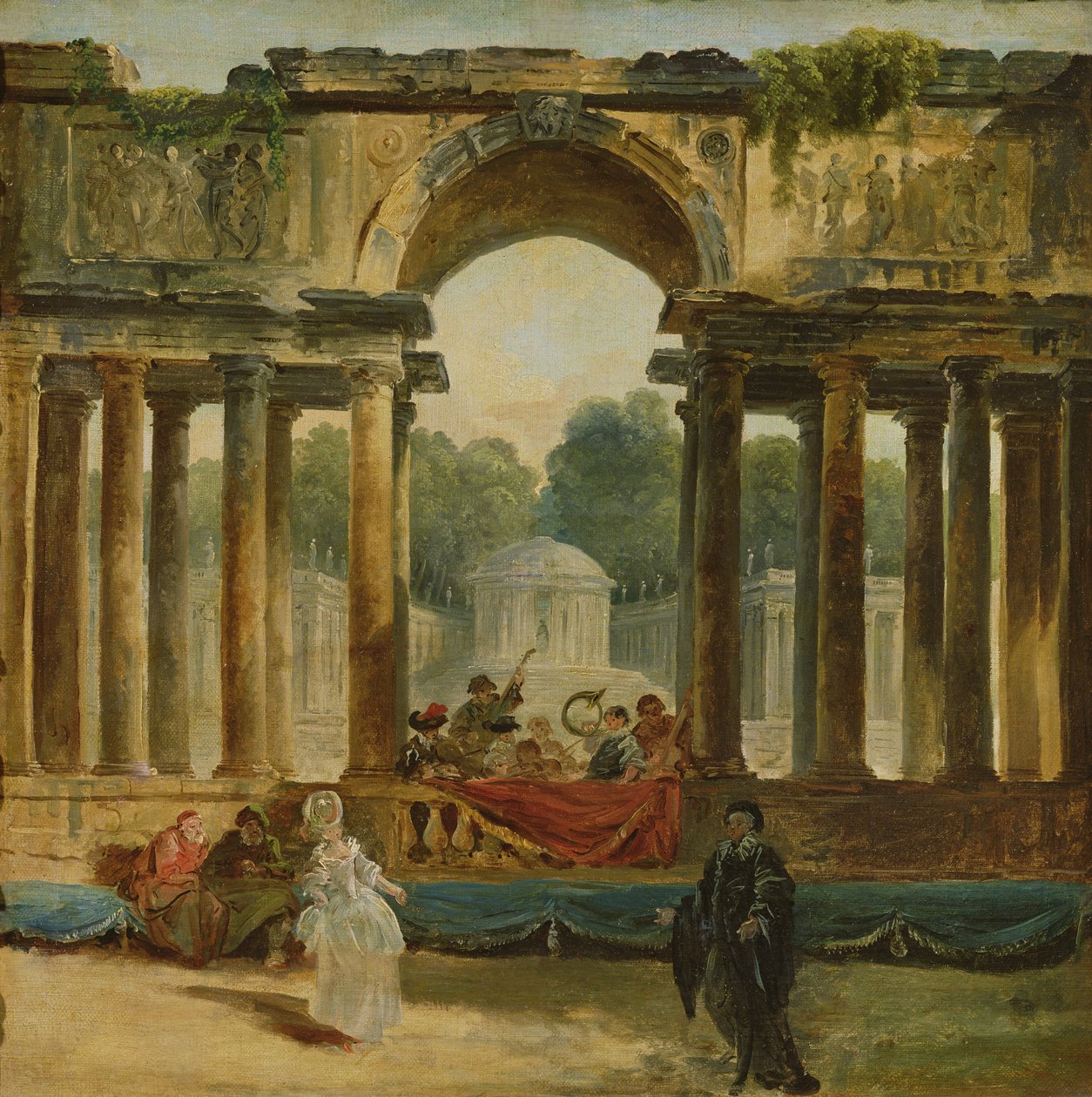 Dans og konsert i en park av Hubert Robert
