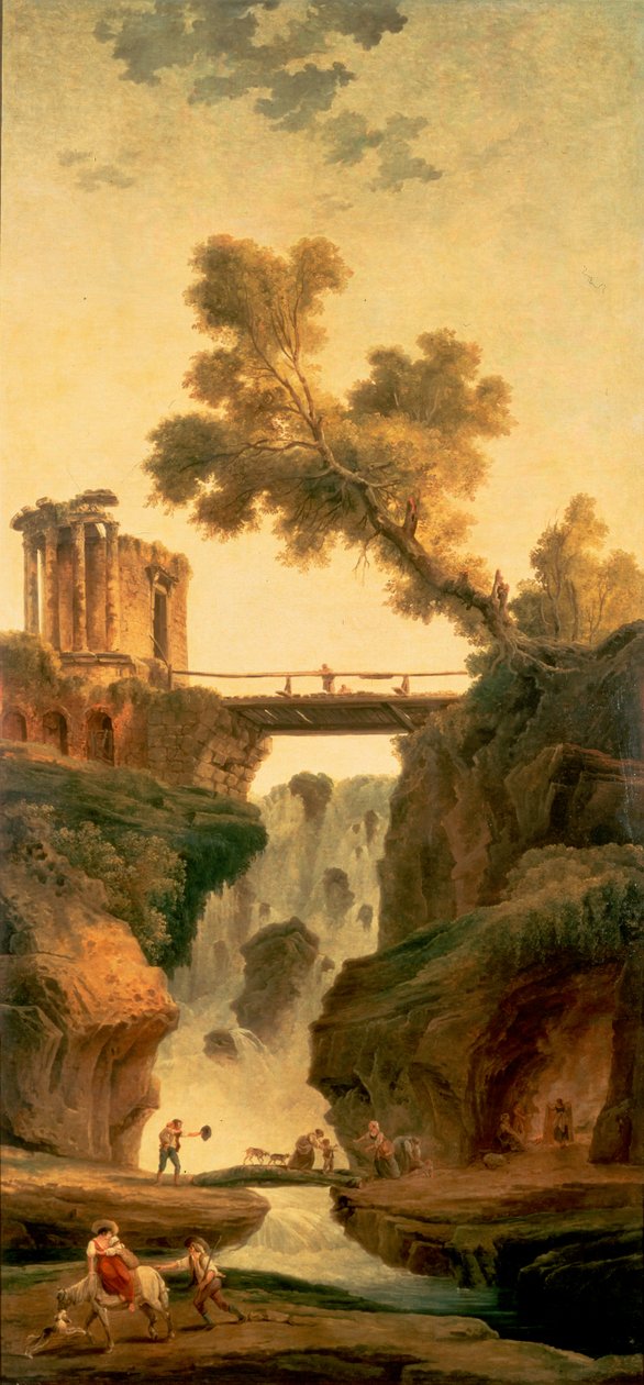 Landskap med en foss av Hubert Robert